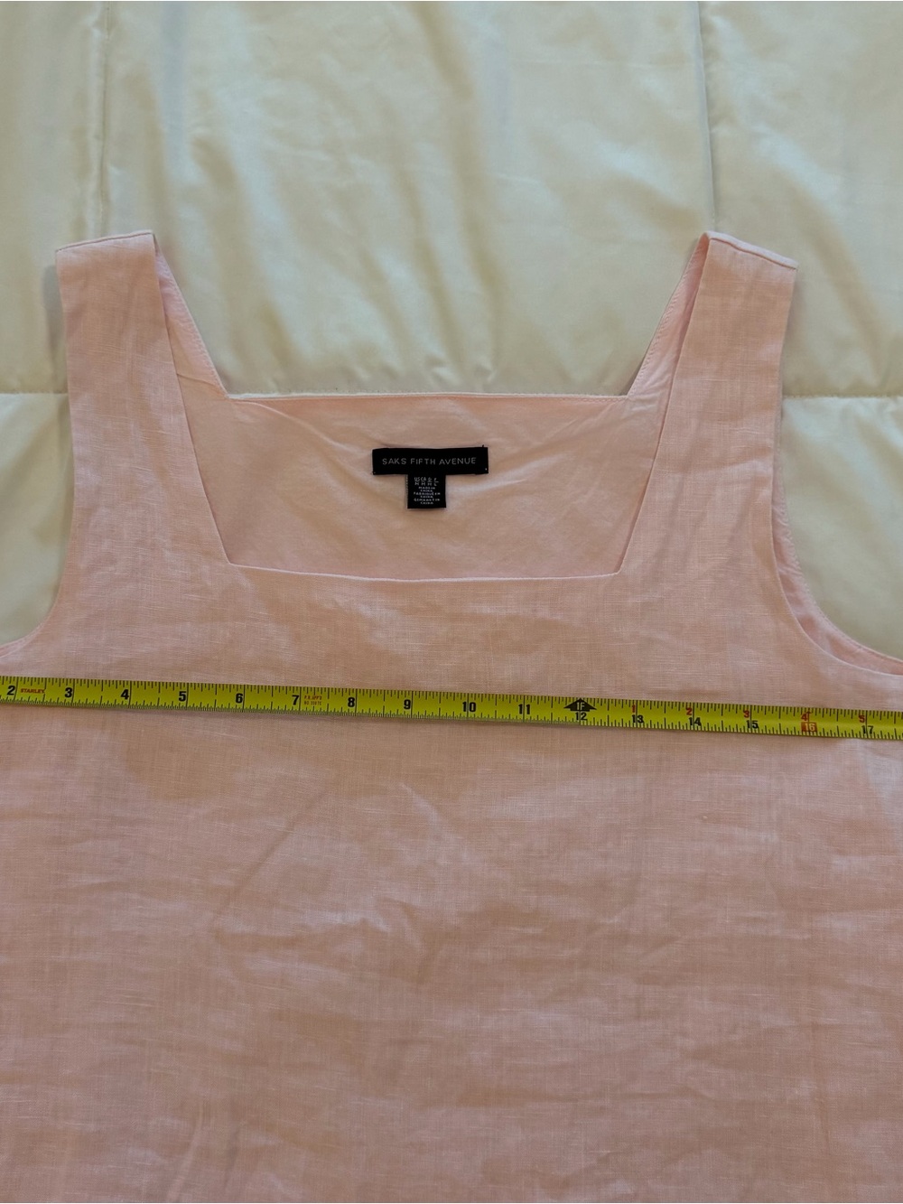 Saks Fifth Avenue Pale Pink Linen Square Neck Tank Top - Picture 6 of 9